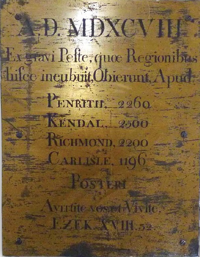 Brass inscription in St Andrew’s Church, Penrith