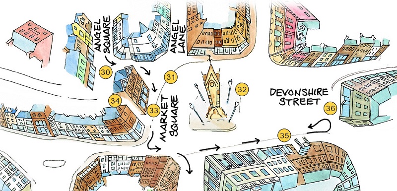 Walk map at Market Square and Devonshire Street